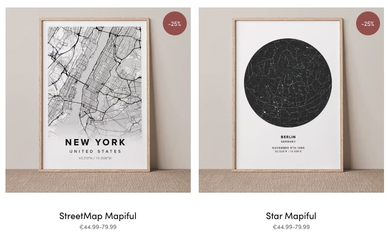 Different map types from Mapiful